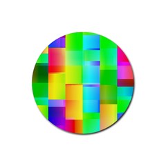 Colorful Gradient Shapes Rubber Coaster (round)