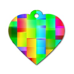 Colorful Gradient Shapes Dog Tag Heart (one Side) by LalyLauraFLM