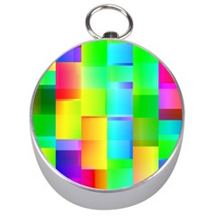 Colorful Gradient Shapes Silver Compass