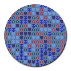 Peace And Love Round Mousepad