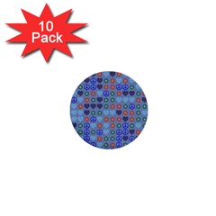 Peace And Love 1  Mini Button (10 Pack) 