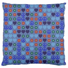 Peace And Love Large Cushion Case (two Sides) by LalyLauraFLM