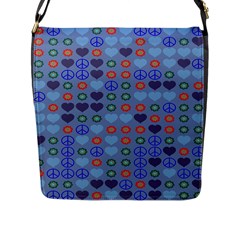 Peace And Love Flap Closure Messenger Bag (large) by LalyLauraFLM