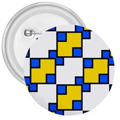 Yellow And Blue Squares Pattern 3  Button by LalyLauraFLM