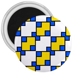 Yellow And Blue Squares Pattern 3  Magnet