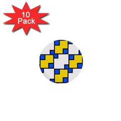 Yellow And Blue Squares Pattern 1  Mini Button (10 Pack) 