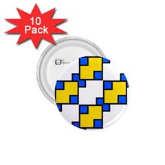 Yellow And Blue Squares Pattern 1 75  Button (10 Pack) 