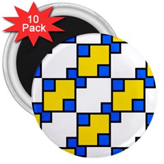 Yellow And Blue Squares Pattern 3  Magnet (10 Pack)