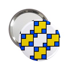 Yellow And Blue Squares Pattern 2 25  Handbag Mirror