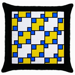 Yellow And Blue Squares Pattern Throw Pillow Case (black)