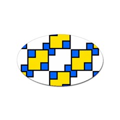 Yellow And Blue Squares Pattern Sticker (oval) by LalyLauraFLM