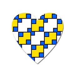 Yellow And Blue Squares Pattern Magnet (heart) by LalyLauraFLM