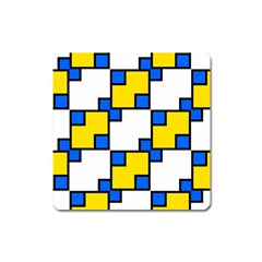 Yellow And Blue Squares Pattern Magnet (square)