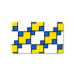 Yellow And Blue Squares Pattern Magnet (name Card)