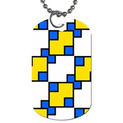 Yellow And Blue Squares Pattern Dog Tag (one Side) by LalyLauraFLM