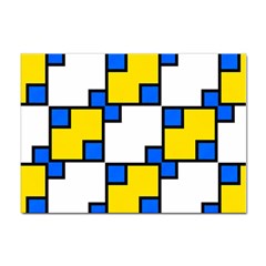 Yellow And Blue Squares Pattern Sticker A4 (100 Pack) by LalyLauraFLM