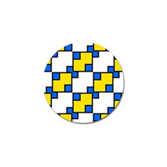 Yellow And Blue Squares Pattern Golf Ball Marker (10 Pack)