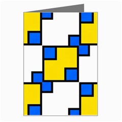 Yellow And Blue Squares Pattern Greeting Card