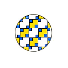 Yellow And Blue Squares Pattern Hat Clip Ball Marker (4 Pack)