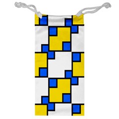 Yellow And Blue Squares Pattern Jewelry Bag