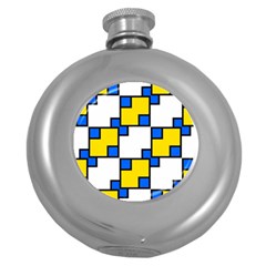 Yellow And Blue Squares Pattern Hip Flask (5 Oz)