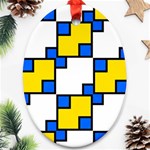 Yellow and blue squares pattern Oval Ornament (Two Sides) Front