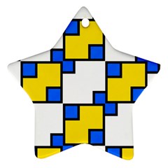 Yellow And Blue Squares Pattern Star Ornament (two Sides) by LalyLauraFLM