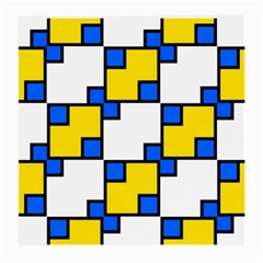 Yellow And Blue Squares Pattern Glasses Cloth (medium, Two Sides)