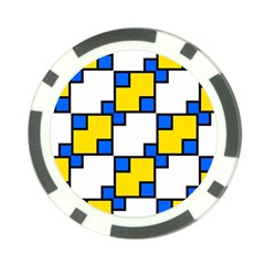 Yellow And Blue Squares Pattern Poker Chip Card Guard