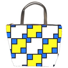 Yellow And Blue Squares Pattern Bucket Bag