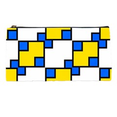 Yellow And Blue Squares Pattern Pencil Case