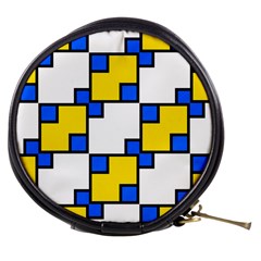 Yellow And Blue Squares Pattern Mini Makeup Bag