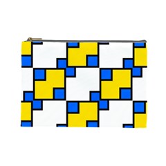 Yellow And Blue Squares Pattern Cosmetic Bag (large)