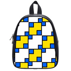 Yellow And Blue Squares Pattern School Bag (small) by LalyLauraFLM