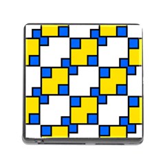 Yellow And Blue Squares Pattern Memory Card Reader With Storage (square)