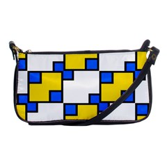 Yellow And Blue Squares Pattern Shoulder Clutch Bag by LalyLauraFLM