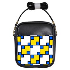 Yellow And Blue Squares Pattern Girls Sling Bag