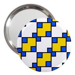 Yellow And Blue Squares Pattern 3  Handbag Mirror