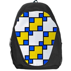 Yellow And Blue Squares Pattern Backpack Bag