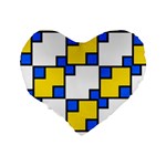 Yellow and blue squares pattern Standard 16  Premium Heart Shape Cushion  Back