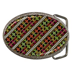 Colorful Tribal Print Belt Buckle (oval) by dflcprintsclothing