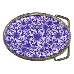 Decorative Floral Print Belt Buckle (Oval)