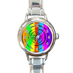 Rainbow Test Pattern Round Italian Charm Watch