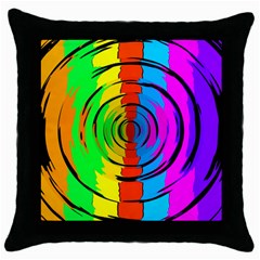 Rainbow Test Pattern Black Throw Pillow Case by StuffOrSomething