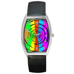 Rainbow Test Pattern Tonneau Leather Watch