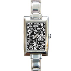 Background Noise In Black & White Rectangular Italian Charm Watch