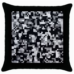 Background Noise In Black & White Black Throw Pillow Case