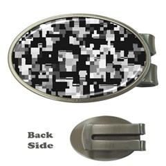 Background Noise In Black & White Money Clip (oval)