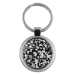 Background Noise In Black & White Key Chain (round) by StuffOrSomething