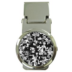 Background Noise In Black & White Money Clip With Watch